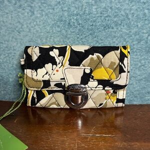 Vera Bradley Quilted Floral Wallet - Black, Yellow, Cream